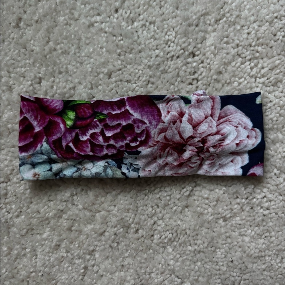 Posh Peanut Blue Floral Bow Headband - Picture 3 of 3